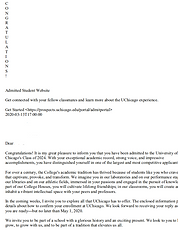 UChicago Acceptance Letter