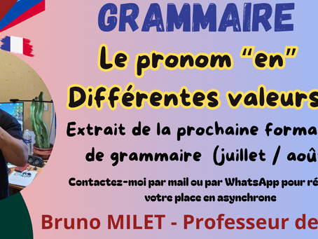 GRAMMAIRE – LE PRONOM « EN » Extrait de la formation grammaire ( + contenu complet de la formation)- Remise sur l'inscription DALF + GRAMMAIRE