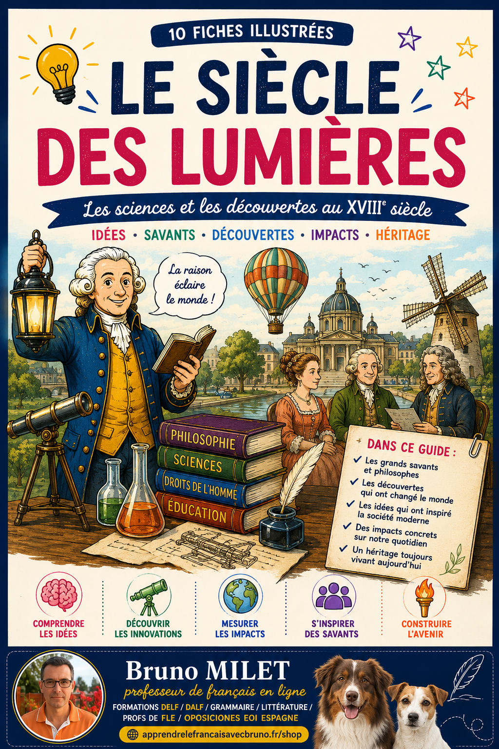 MOUVEMENT LITTÉRAIRE - LE SIÈCLE DES LUMIÈRES  - 10 PLANCHES