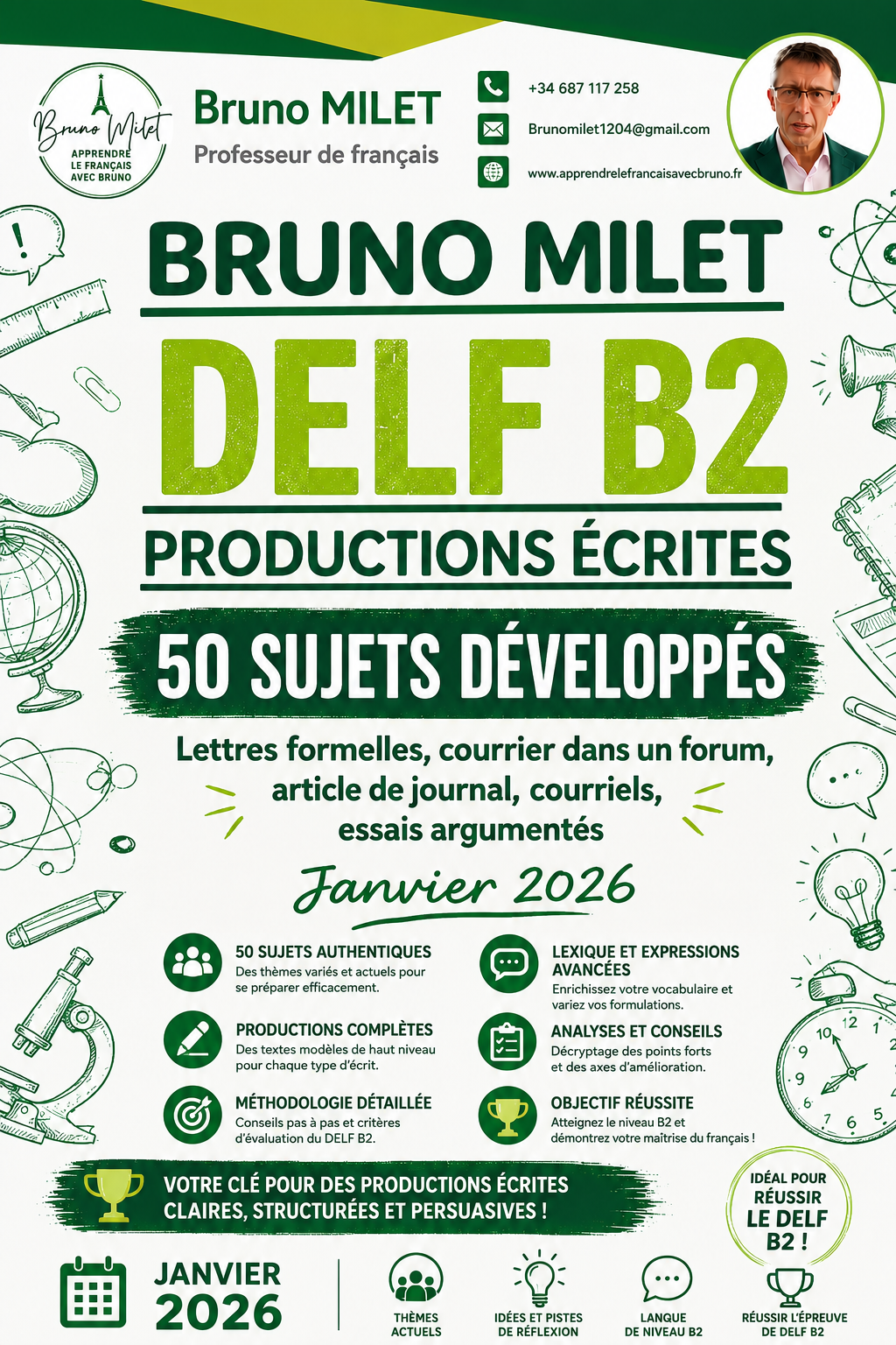 DELF B2 - 50 PRODUCTIONS ÉCRITES - JANVIER 2026
