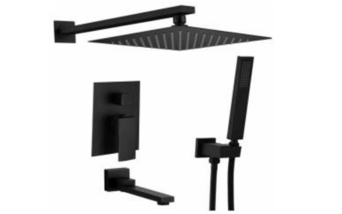 Смеситель для ванны тропический душ встраиваемая Mixxus KUB-003 INNER черный