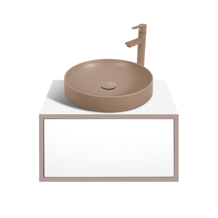 Тумба с умывальником в ванную подвесной 60х50 белый с беж