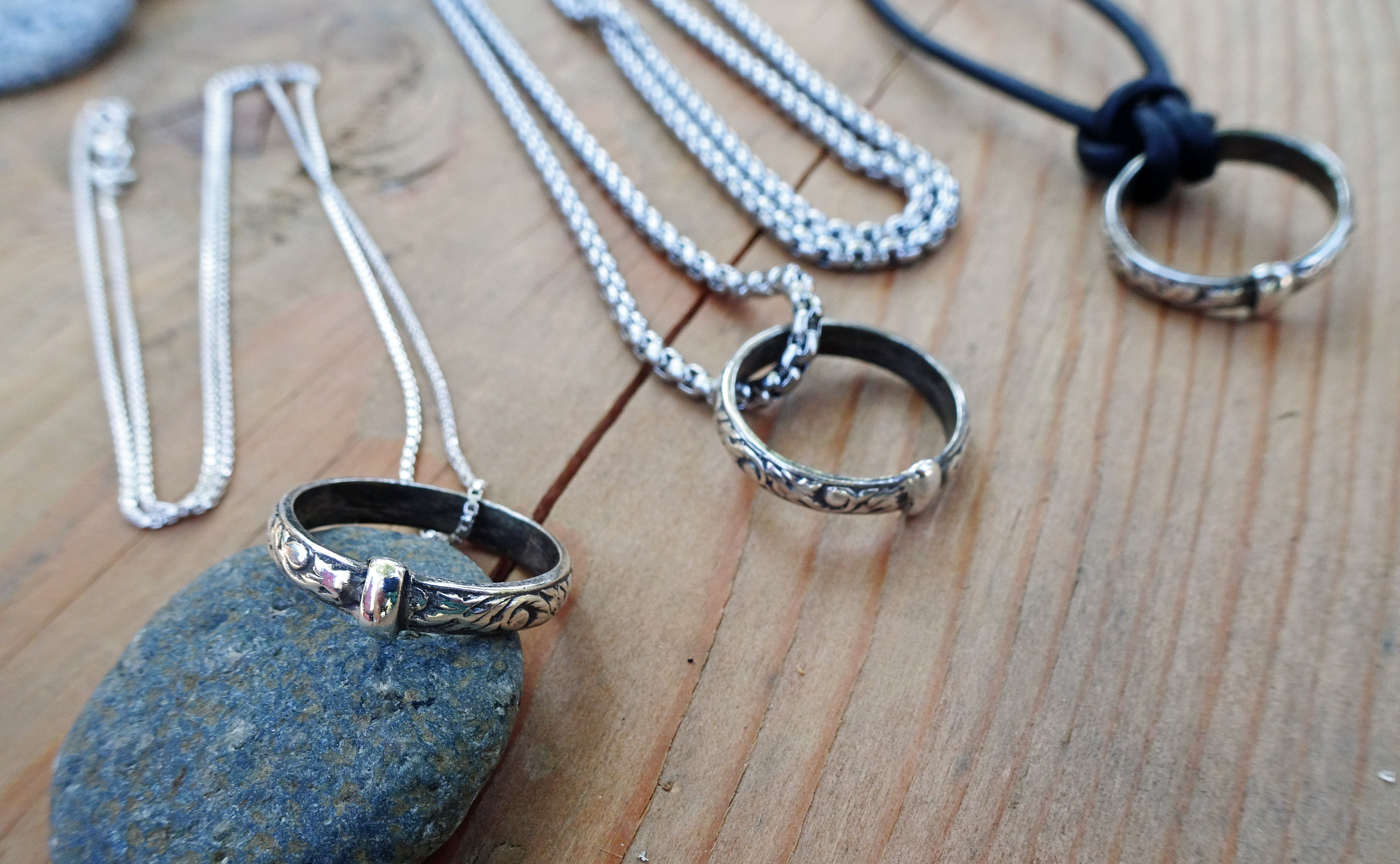 Heirloom thistle band necklace - sterling silver