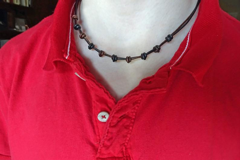 Thumbnail: Leather Knot Necklace - One of a kind