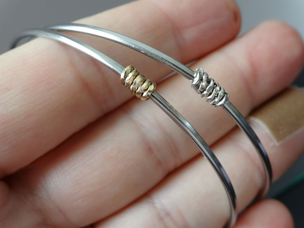 Set - Sterling & 14kgf accents on stainless steel bracelets