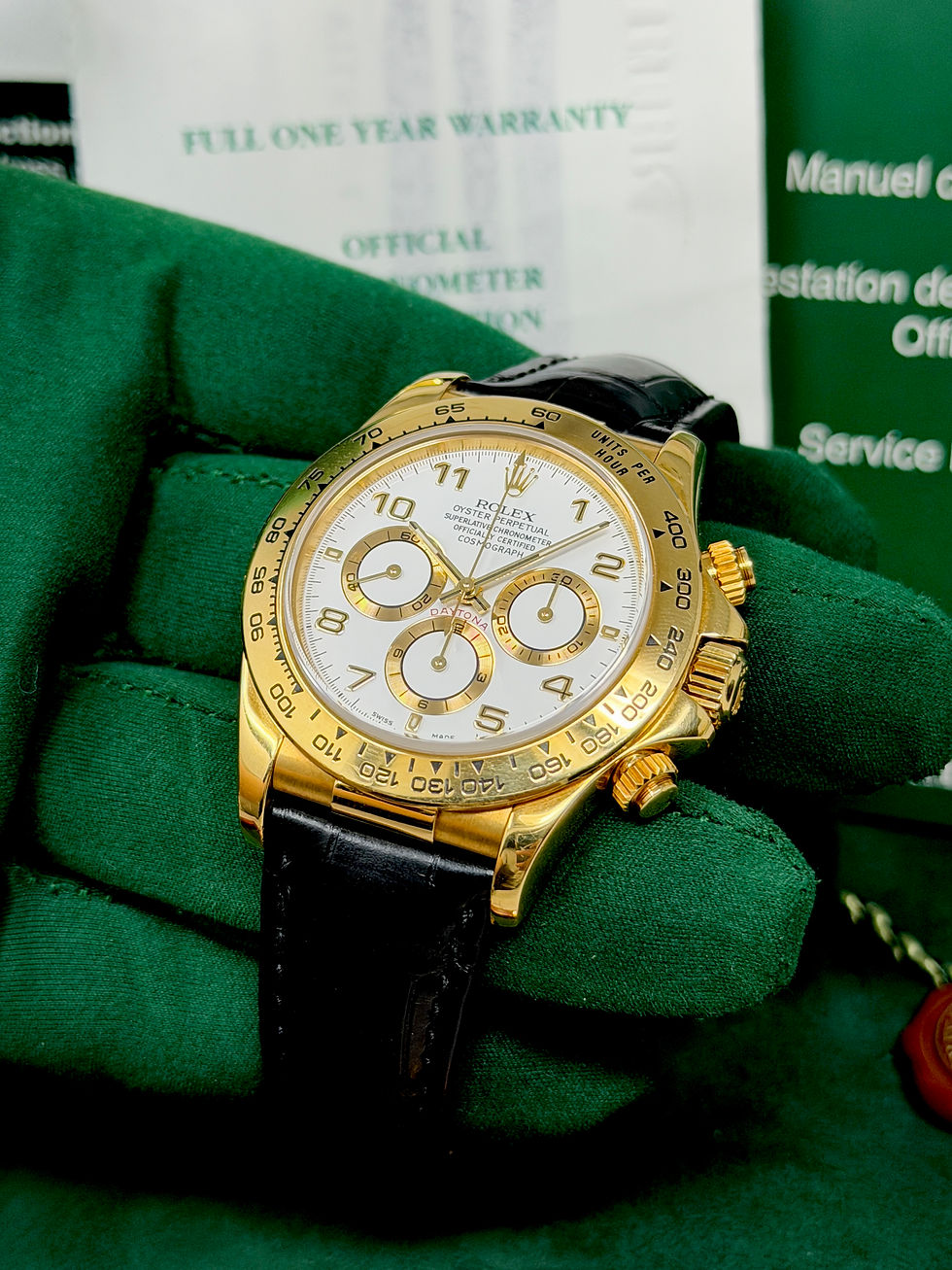 Thumbnail: Rolex Daytona 16518 Yellow Gold White Dial Unpolished Full Set