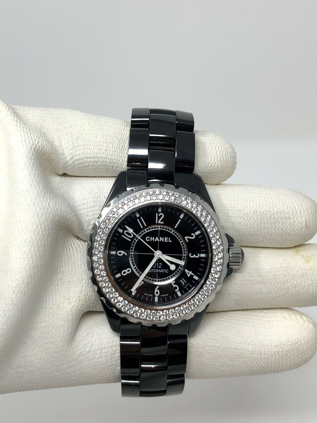 Chanel Black Ceramic J12 Factory Diamond Bezel
