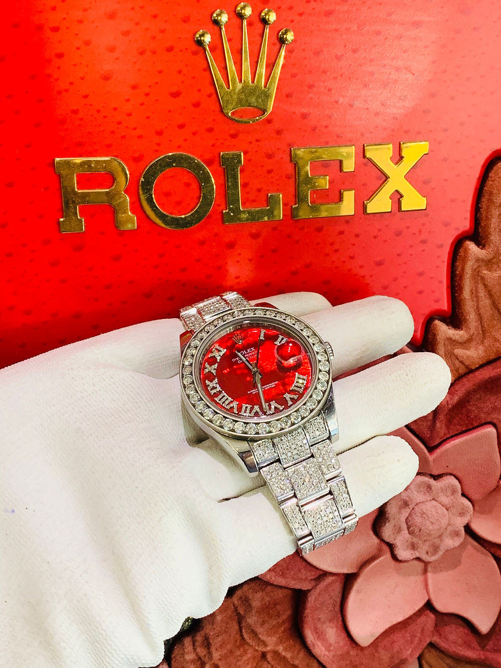 Thumbnail: Rolex Datejust II Iced Out Red Roman Dial