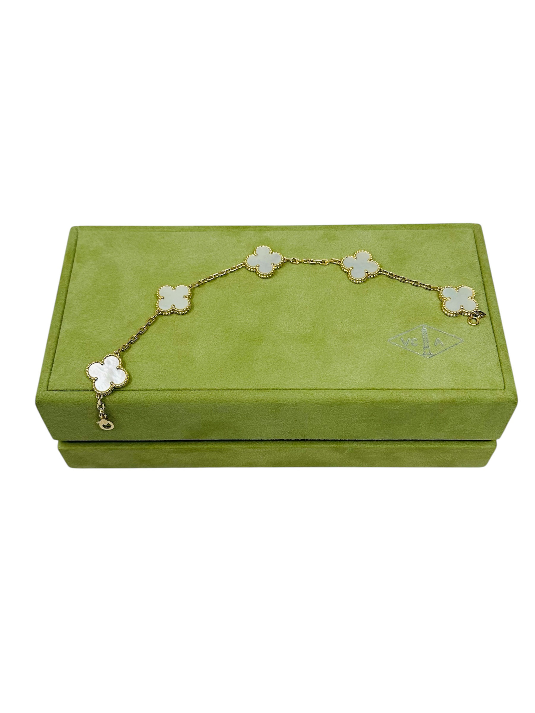 Van Cleef & Arpels Vintage Alhambra Bracelet 5 Motifs Mother Of Pearl