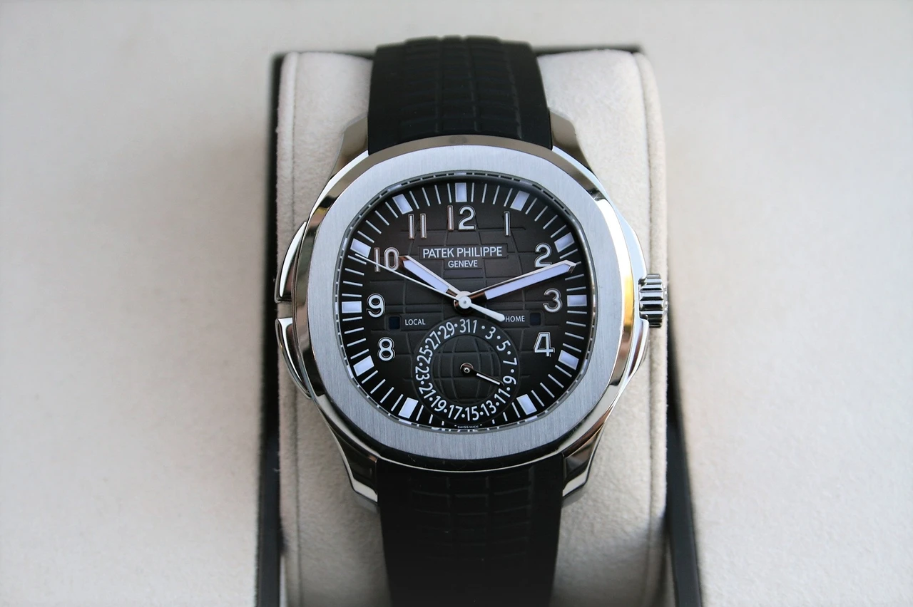 Patek Philippe Aquanaut Travel Time Stainless Steel 5164 Black Dial Complete Set