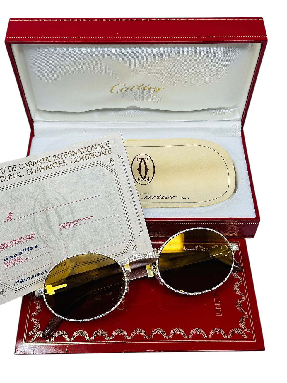 Thumbnail: Vintage Cartier Giverny Sunglasses 53/22 With VS Quality Diamonds 6.50 Carats