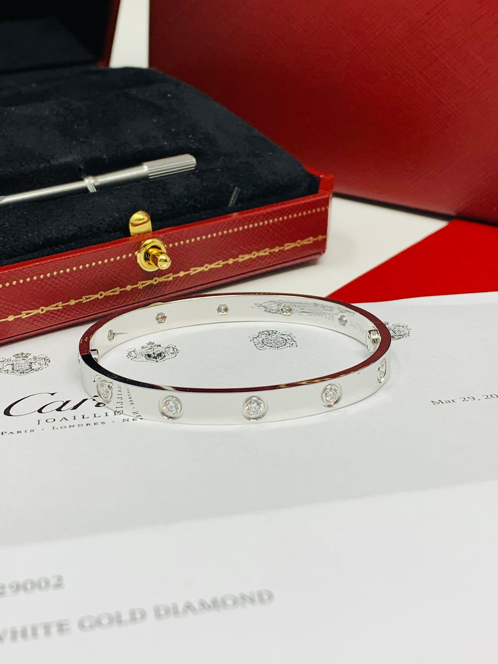 Thumbnail: Cartier Love Bangle White Gold 10 Diamonds Size 16