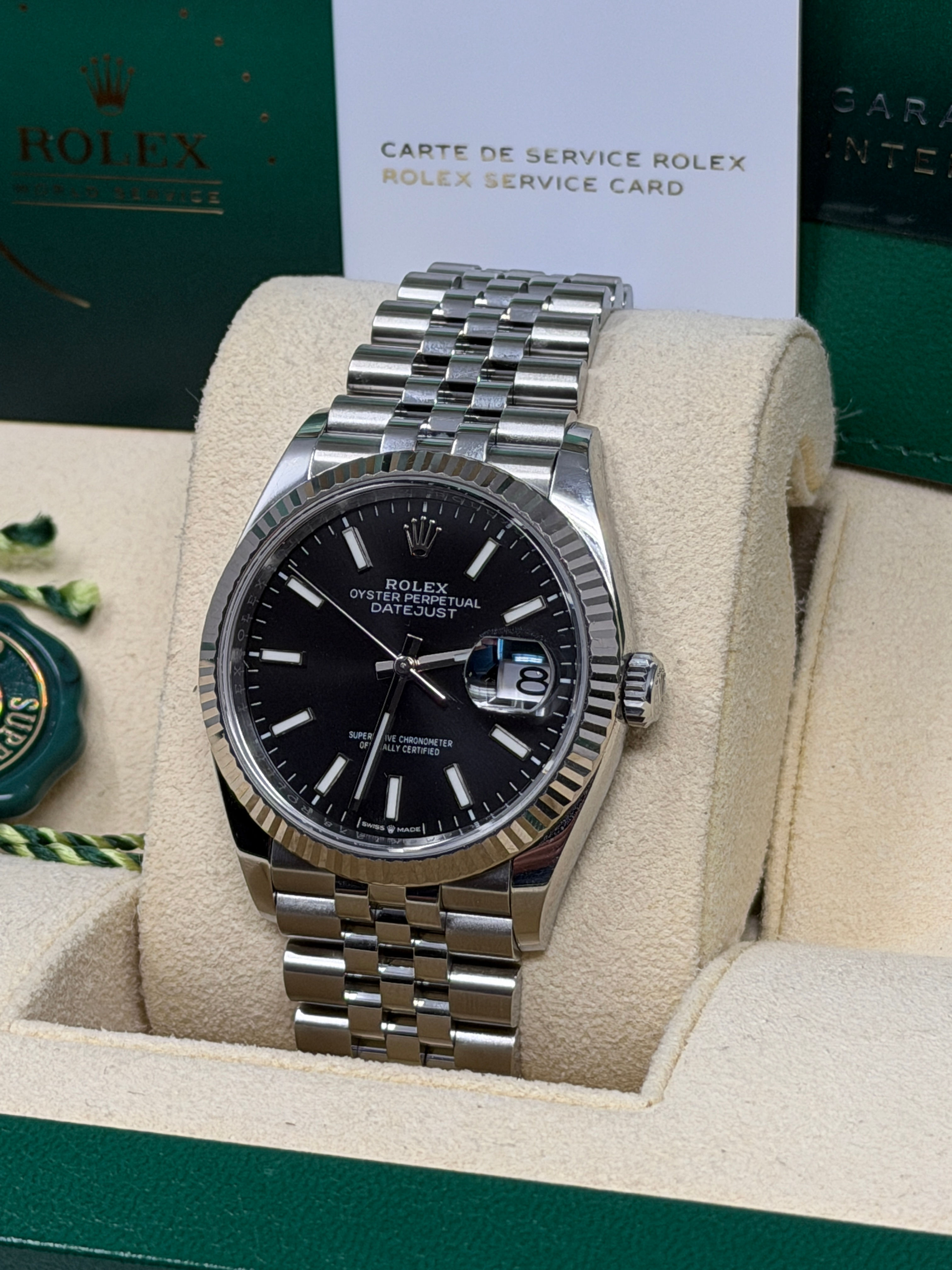 Rolex Datejust 126234 Black Dial 36mm Jubilee Bracelet Box & Papers