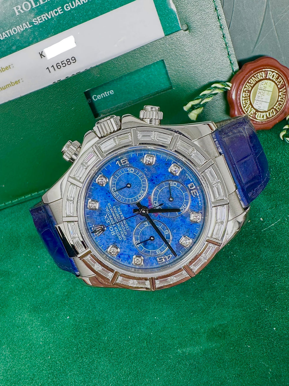Thumbnail: Rolex Daytona 116589 Sodalite Dial With Baguette Diamond Bezel