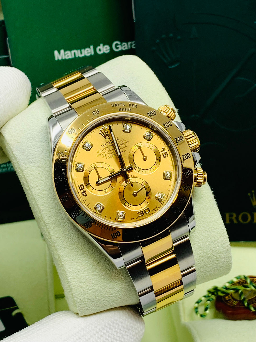 Thumbnail: Rolex Daytona 116523 Factory Champagne Diamond Dial Two-Tone Box & Papers