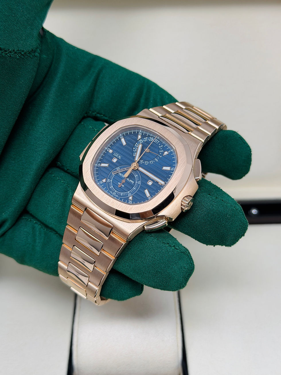 Thumbnail: Patek Philippe Nautilus 5990/1R-001 Travel Time Blue Dial Rose Gold Box/Papers