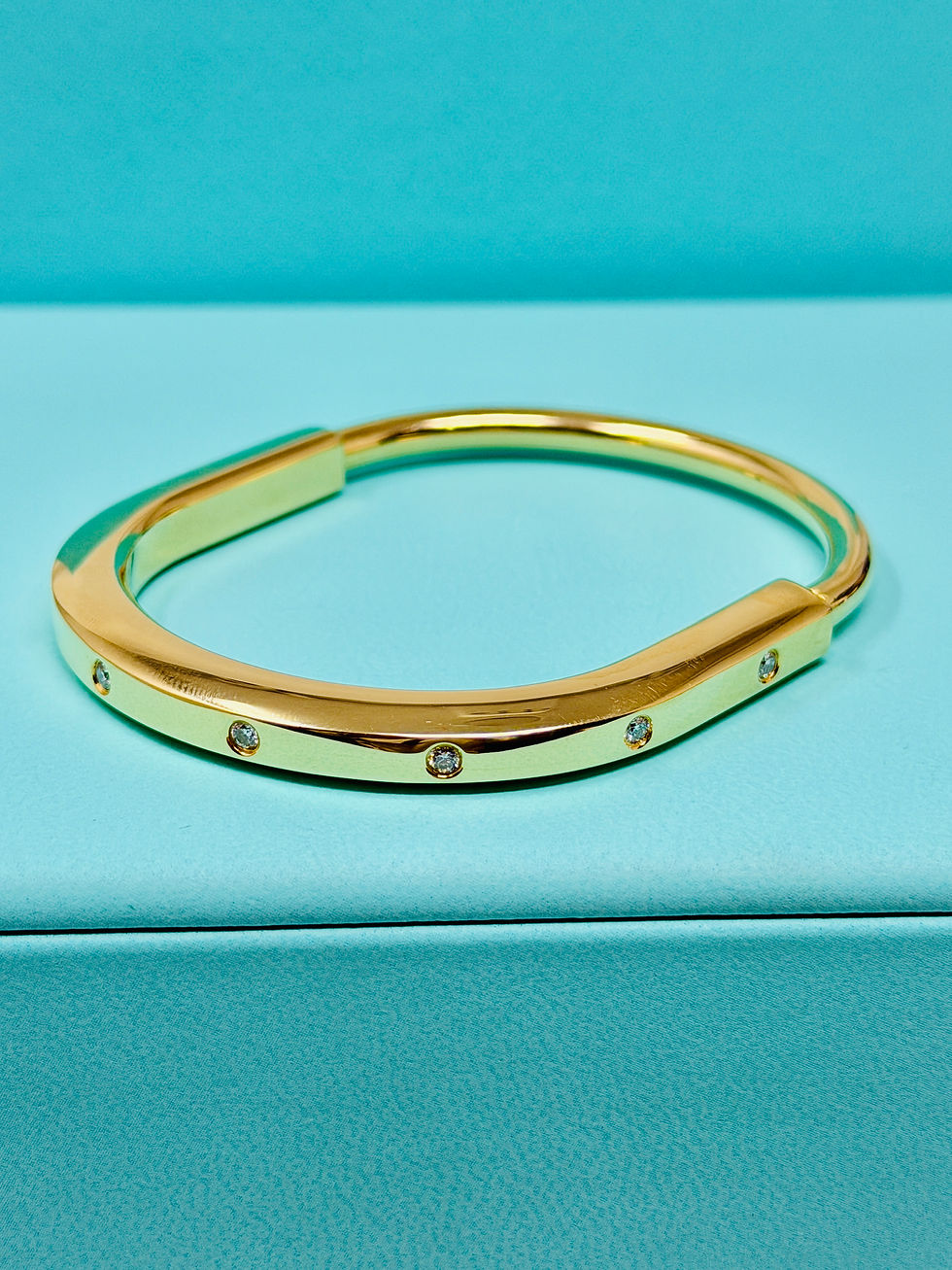 Thumbnail: Tiffany & Co Lock Bangle Yellow Gold With Diamond Accents MSRP $13,000