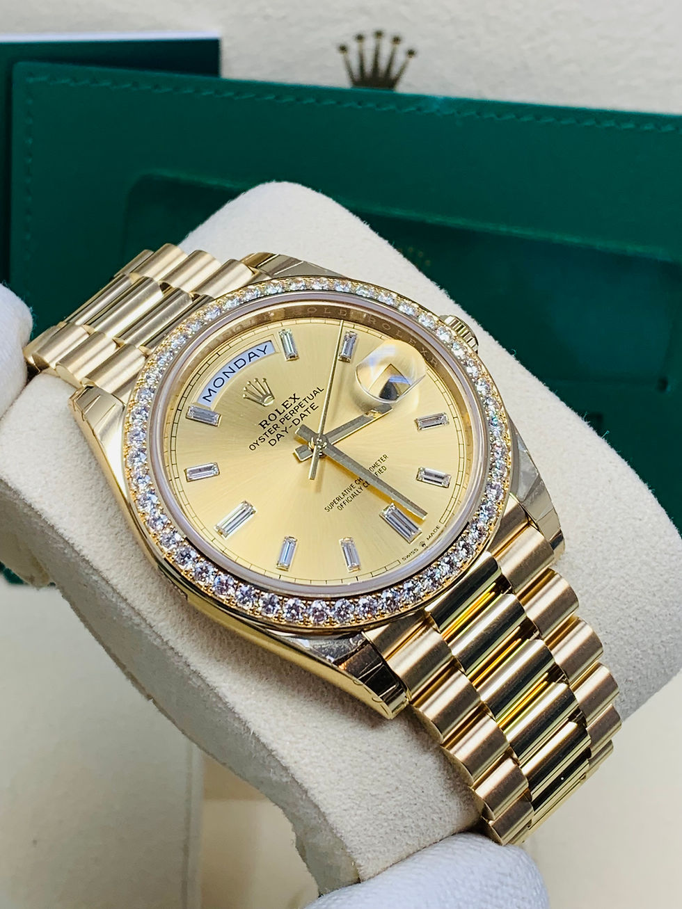 Thumbnail: Rolex Day-Date President 40 Factory Diamond Dial & Bezel Unworn 2022 Stickers