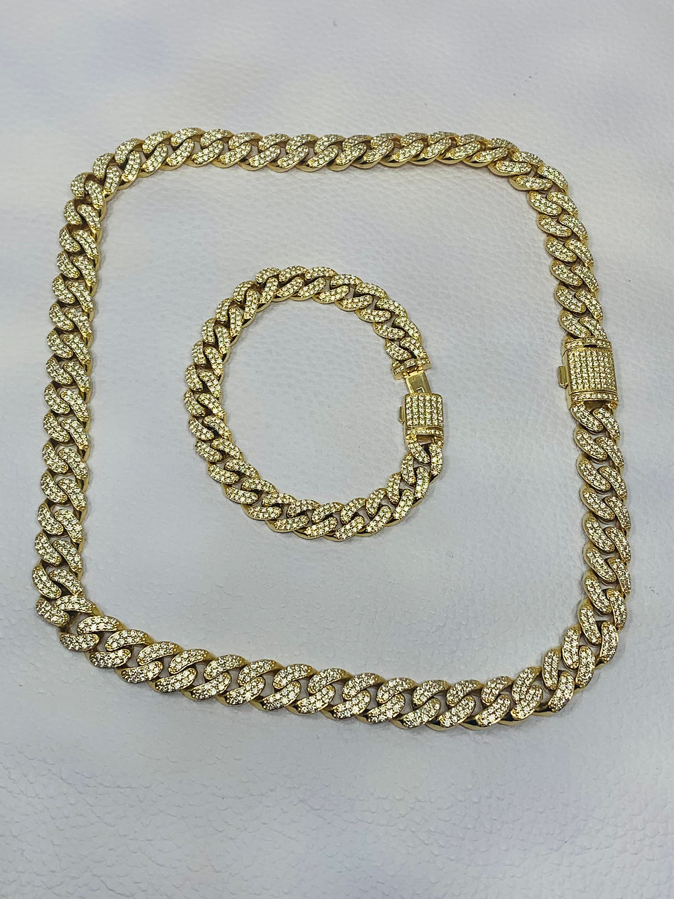 Thumbnail: 14K Yellow Gold Cuban Chain + Matching Cuban Bracelet 42CT Total *VS QUALITY*