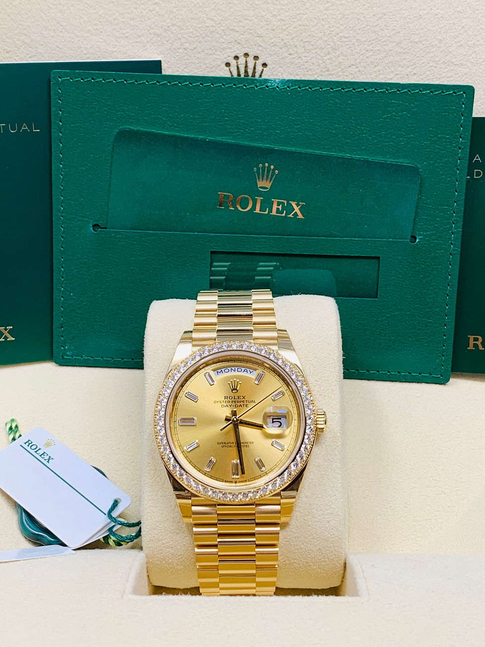 Thumbnail: Rolex Day-Date President 40 Factory Diamond Dial & Bezel Unworn 2022 Stickers