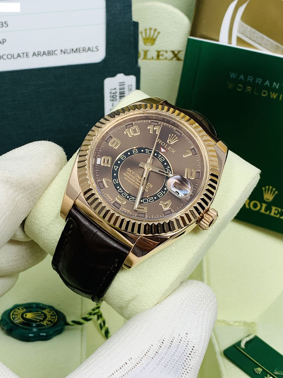 Thumbnail: Rolex Sky-Dweller 42MM Chocolate Arab Dial 18K Rose Gold 326135 *MINT*