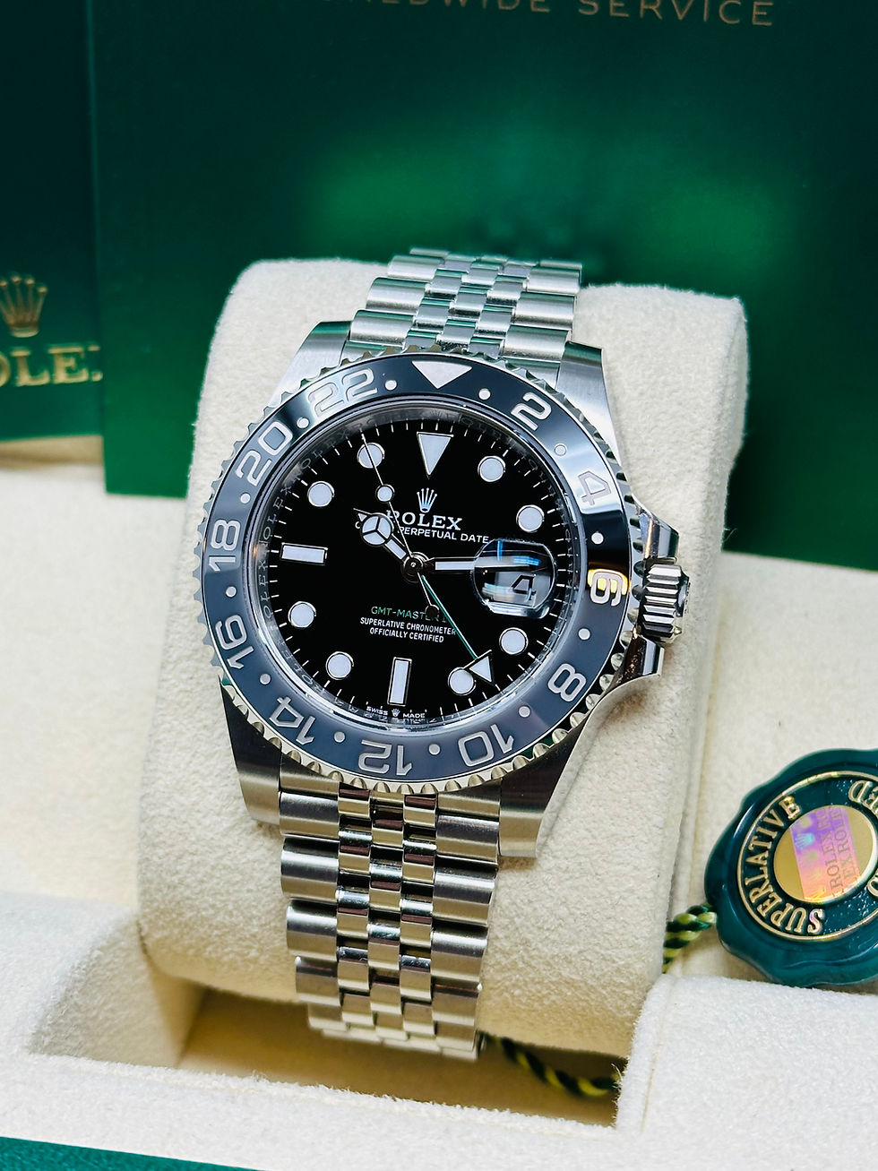 Thumbnail: Rolex GMT-Master II Bruce Wayne 40mm Jubilee Bracelet 126710GRNR 2024 B&P