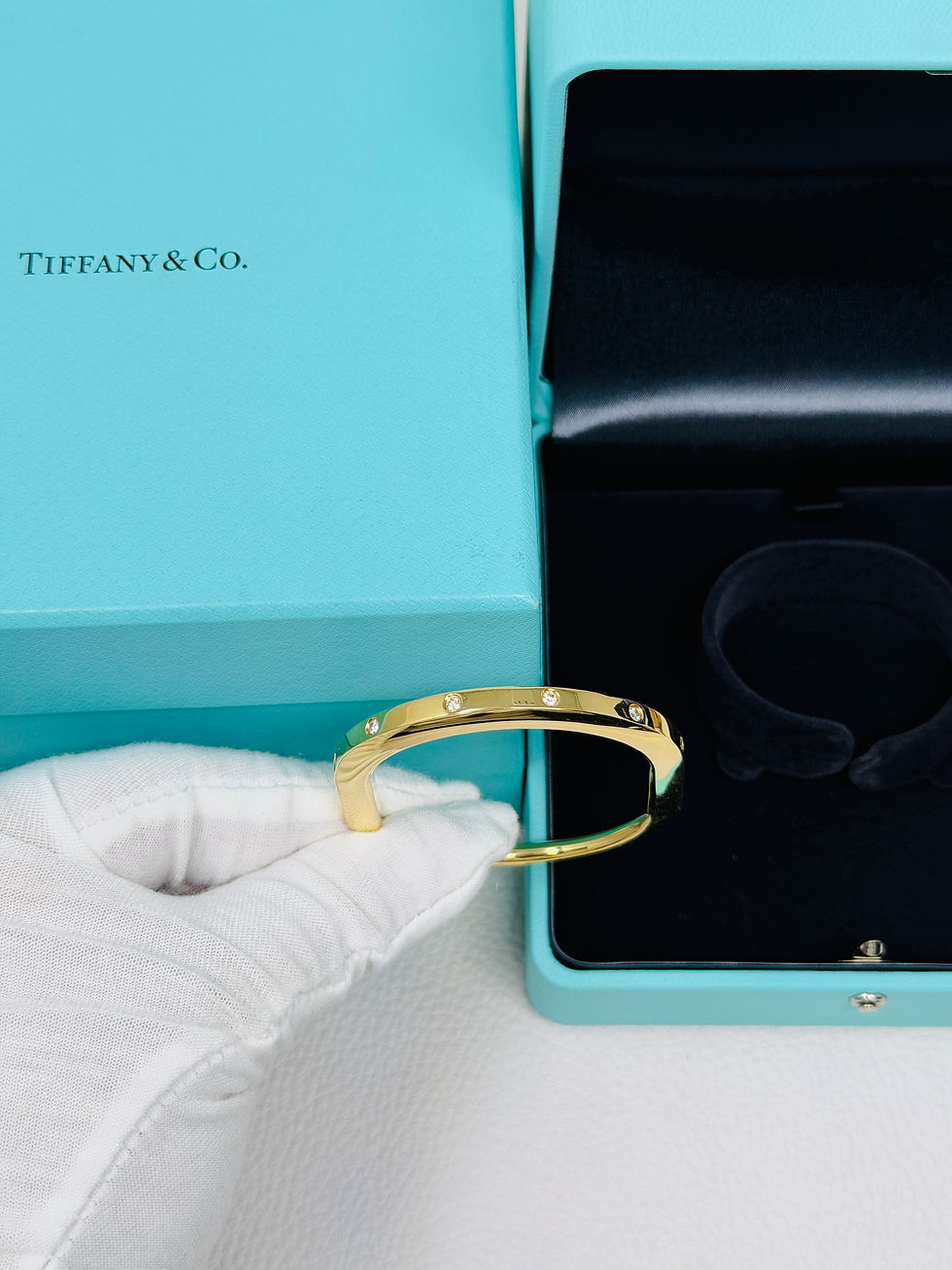 Thumbnail: Tiffany & Co Lock Bangle Yellow Gold With Diamond Accents MSRP $13,000