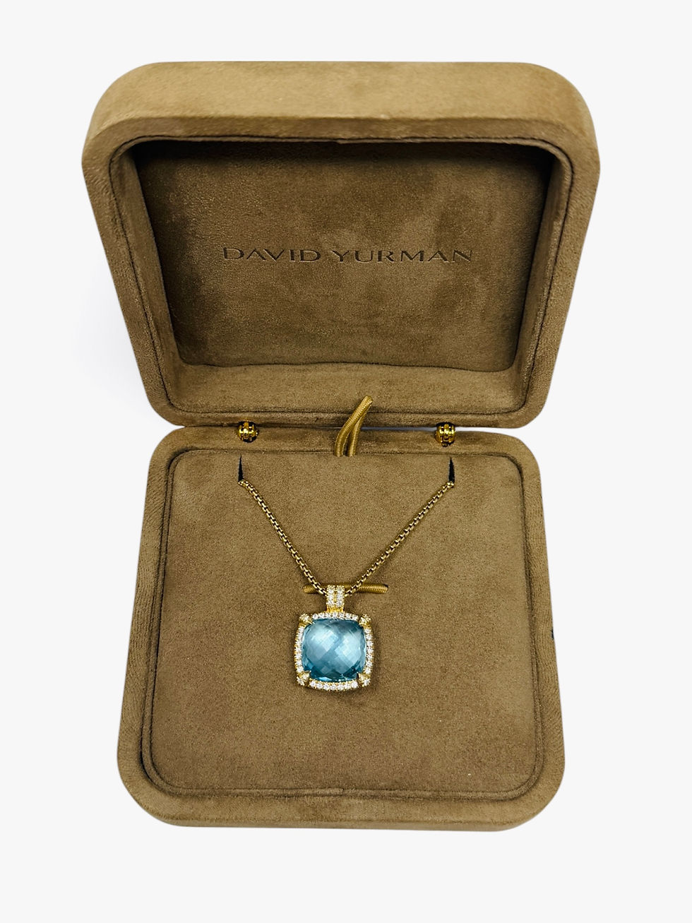 David Yurman Chatelaine Pave Bezel Pendant With Blue Topaz & Diamonds