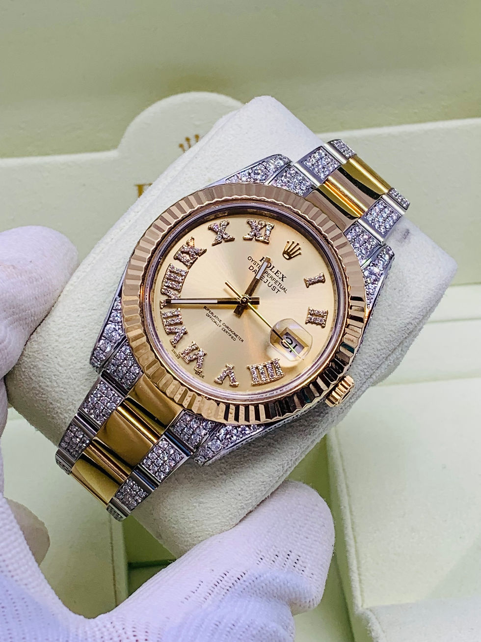 Thumbnail: Rolex Datejust 116333 Two-Tone 41mm Custom Roman Diamond Dial