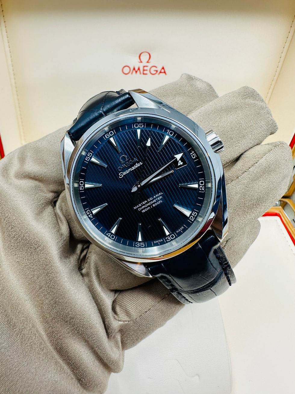 Thumbnail: Omega Seamaster Aqua Tera Master Co Axial Blue Dial 41.5MM Box & Papers
