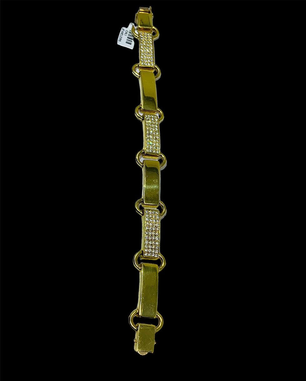 Thumbnail: 18K Yellow Gold 6.5CT Pave Set Diamond Men's Link Bracelet