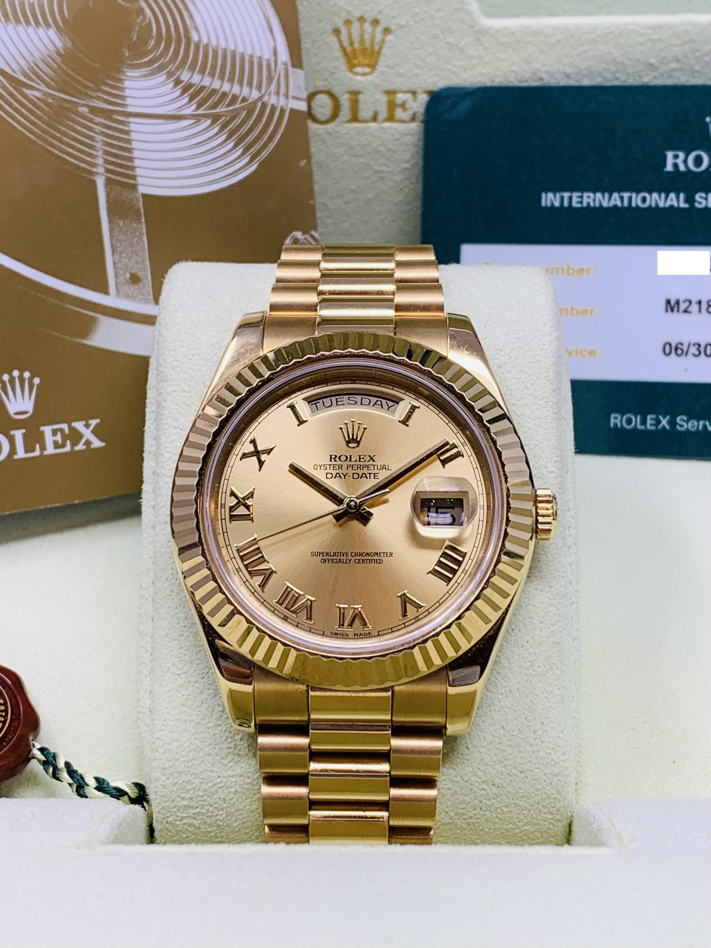 Rolex President Day-Date II 41MM Yellow Champagne Roman Numeral Face