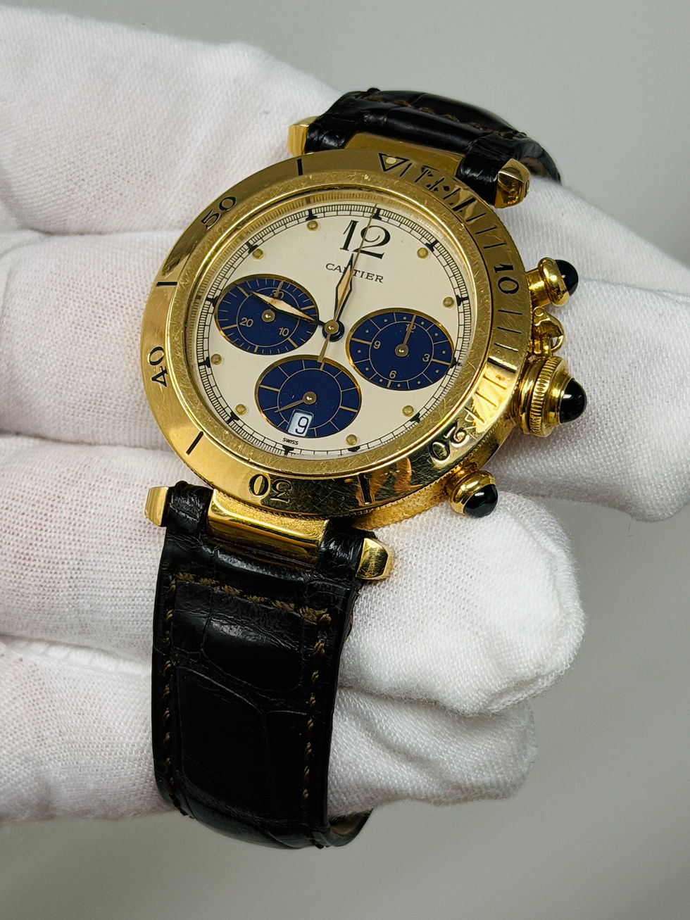 Thumbnail: Cartier Pasha Chronograph 18K Yellow Gold Model 30009 Box & Papers