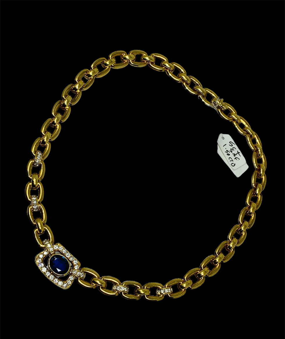 Thumbnail: 18K Yellow Gold 5CT Sapphire & 1.5CT Diamond Necklace