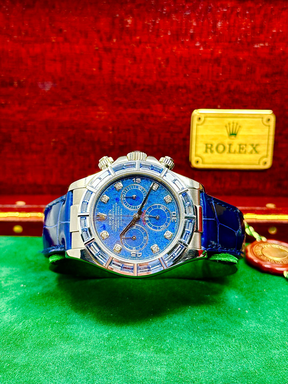 Thumbnail: Rolex Daytona 116589 Sodalite Diamond Dial Baguette Sapphire Bezel Very Rare