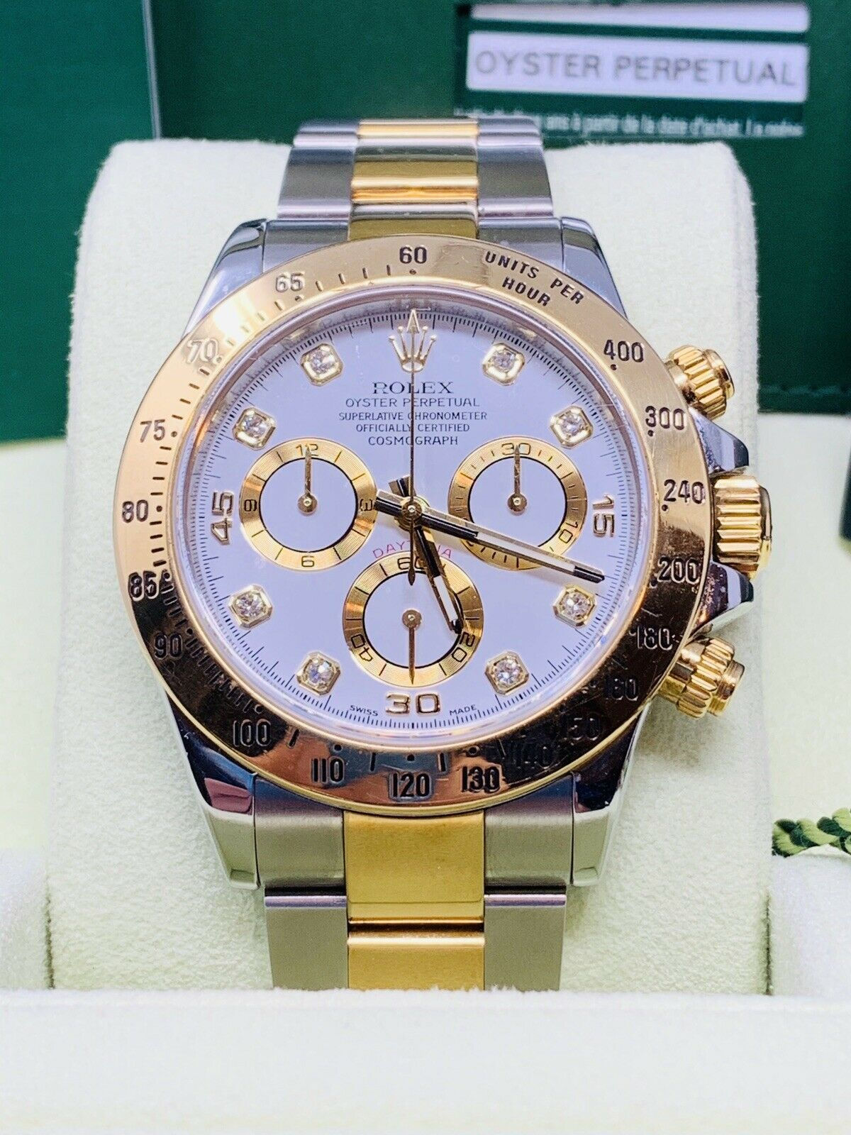 Rolex Daytona Two Tone Factory White Diamond Dial 116523