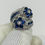 Thumbnail: 18K White Gold Sapphire & Diamond Double Flower Bypass Ring
