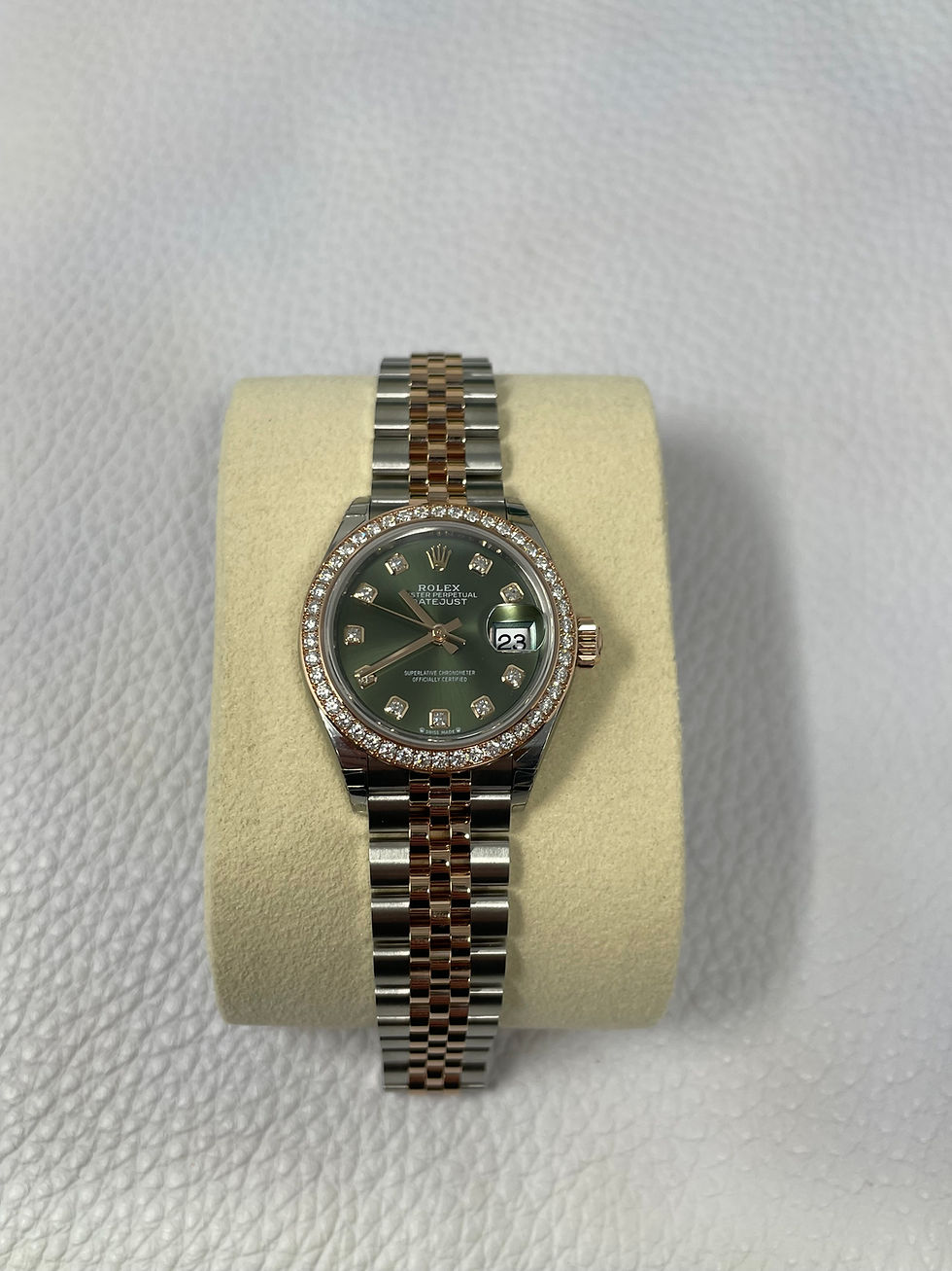 Thumbnail: Rolex Datejust Green Dial 28MM Factory Diamond Bezel & Diamond Dial Ref. 279381