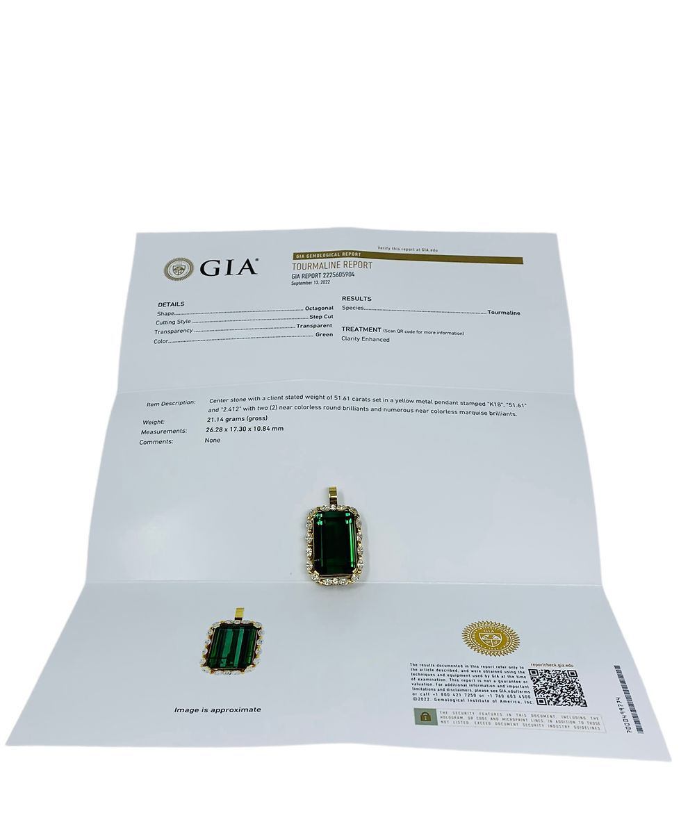 Thumbnail: 18K Yellow Gold Diamond Set 51.61CT Tourmaline Pendant