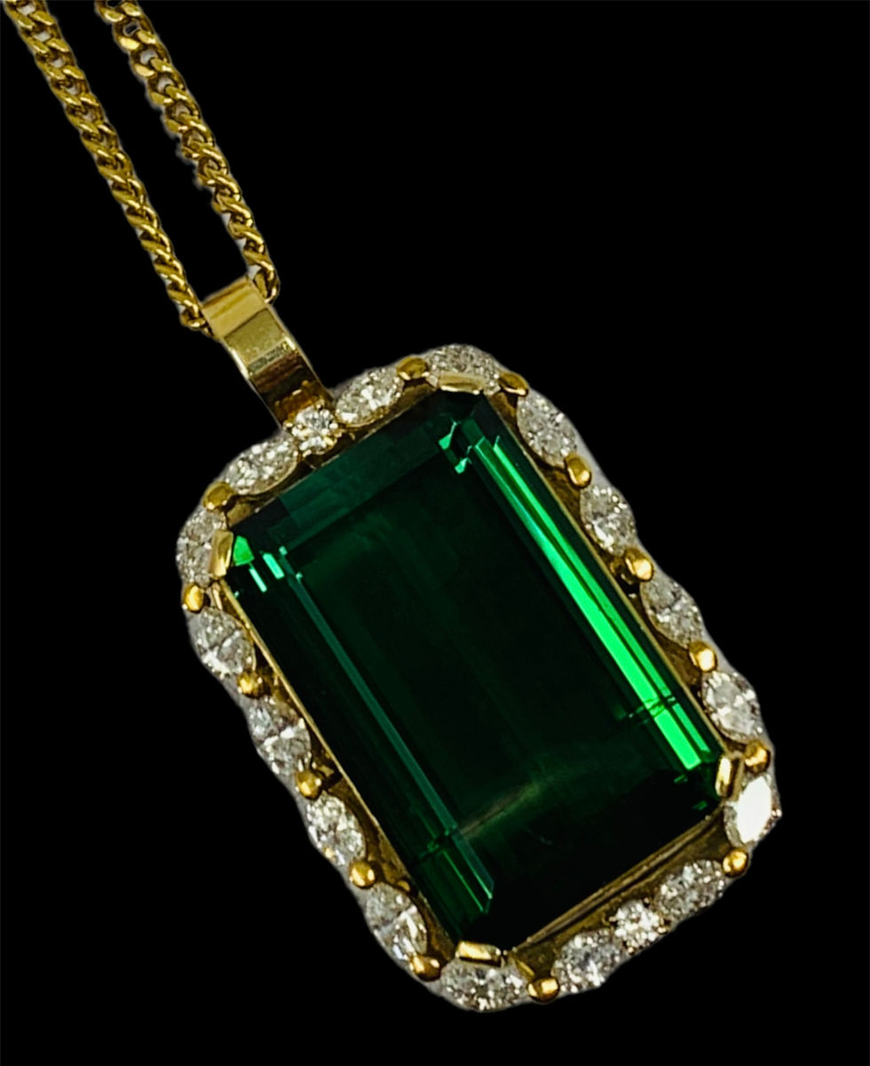 Thumbnail: 18K Yellow Gold Diamond Set 51.61CT Tourmaline Pendant