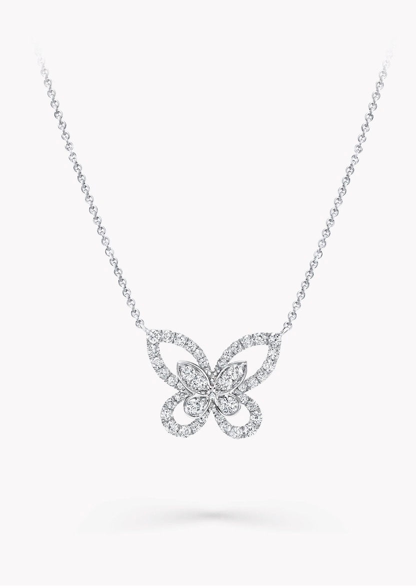 Thumbnail: Graff 18K White Gold Butterfly Silhouette Diamond Mini Pendant