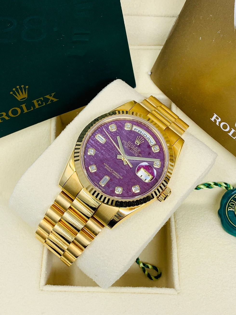 Thumbnail: Rolex Day-Date President 36 Factory Rubellite Diamond Dial 118238