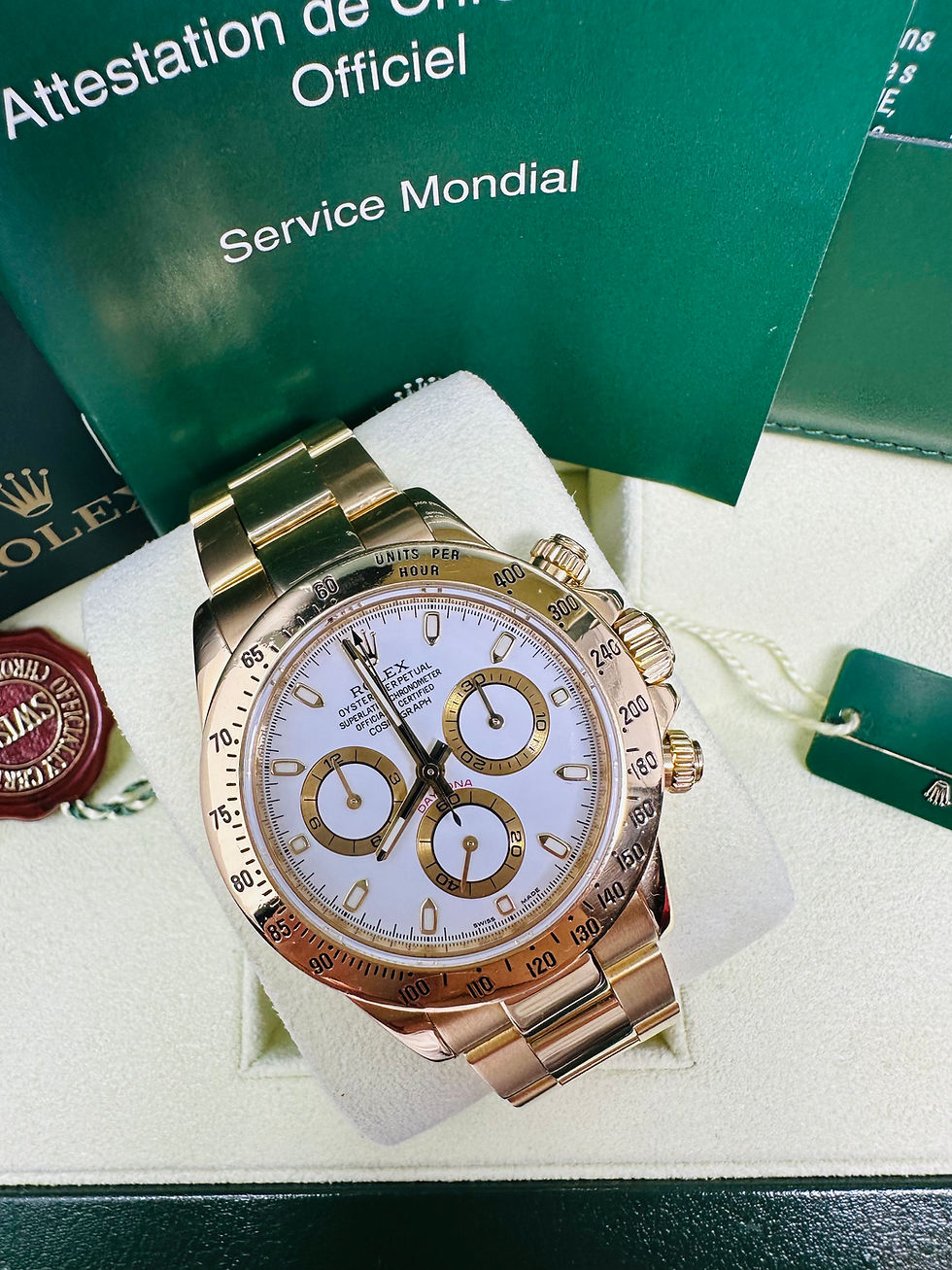 Thumbnail: Rolex Daytona Cosmograph 40MM Yellow Gold White Dial Ref 116528 Full Set
