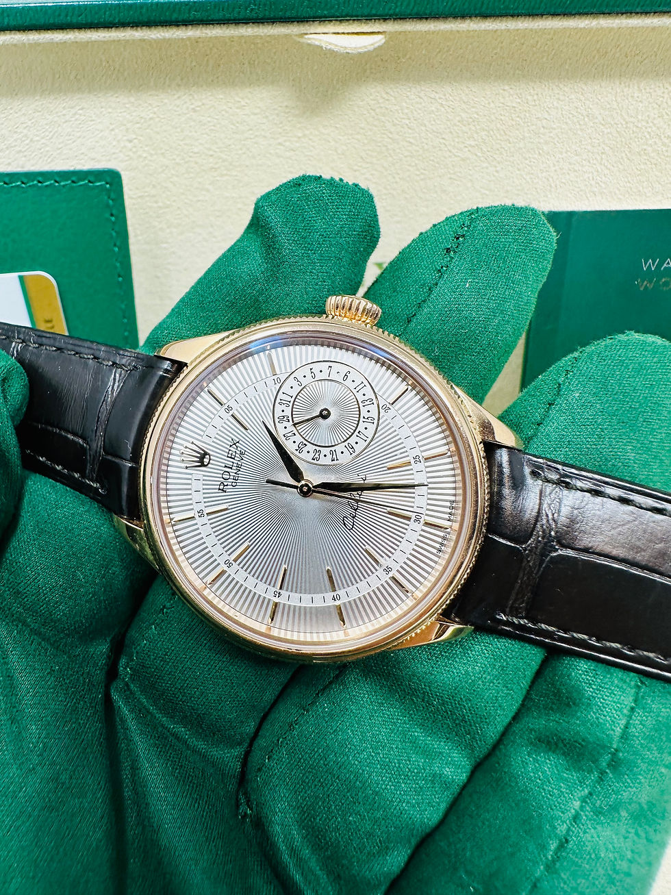 Thumbnail: Rolex Cellini Date 50515 Rose Gold Silver Guilloche Dial Box & Papers