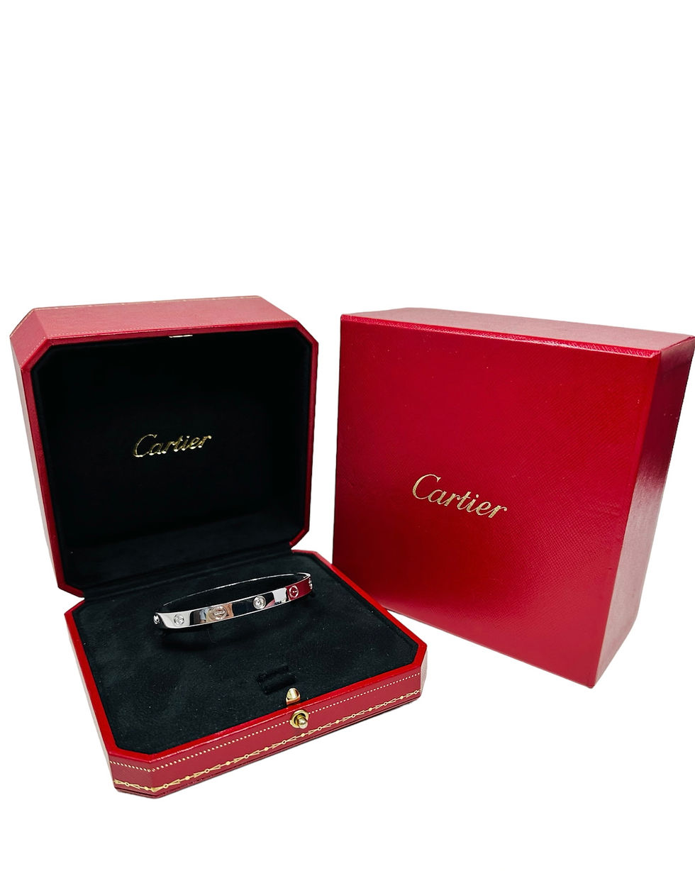 Thumbnail: Cartier Love Bangle 6 Diamonds White Gold Size 18