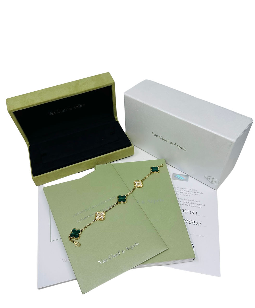Thumbnail: Van Cleef & Arpels Vintage Alhambra Bracelet 5 Motifs Malachite & Diamonds