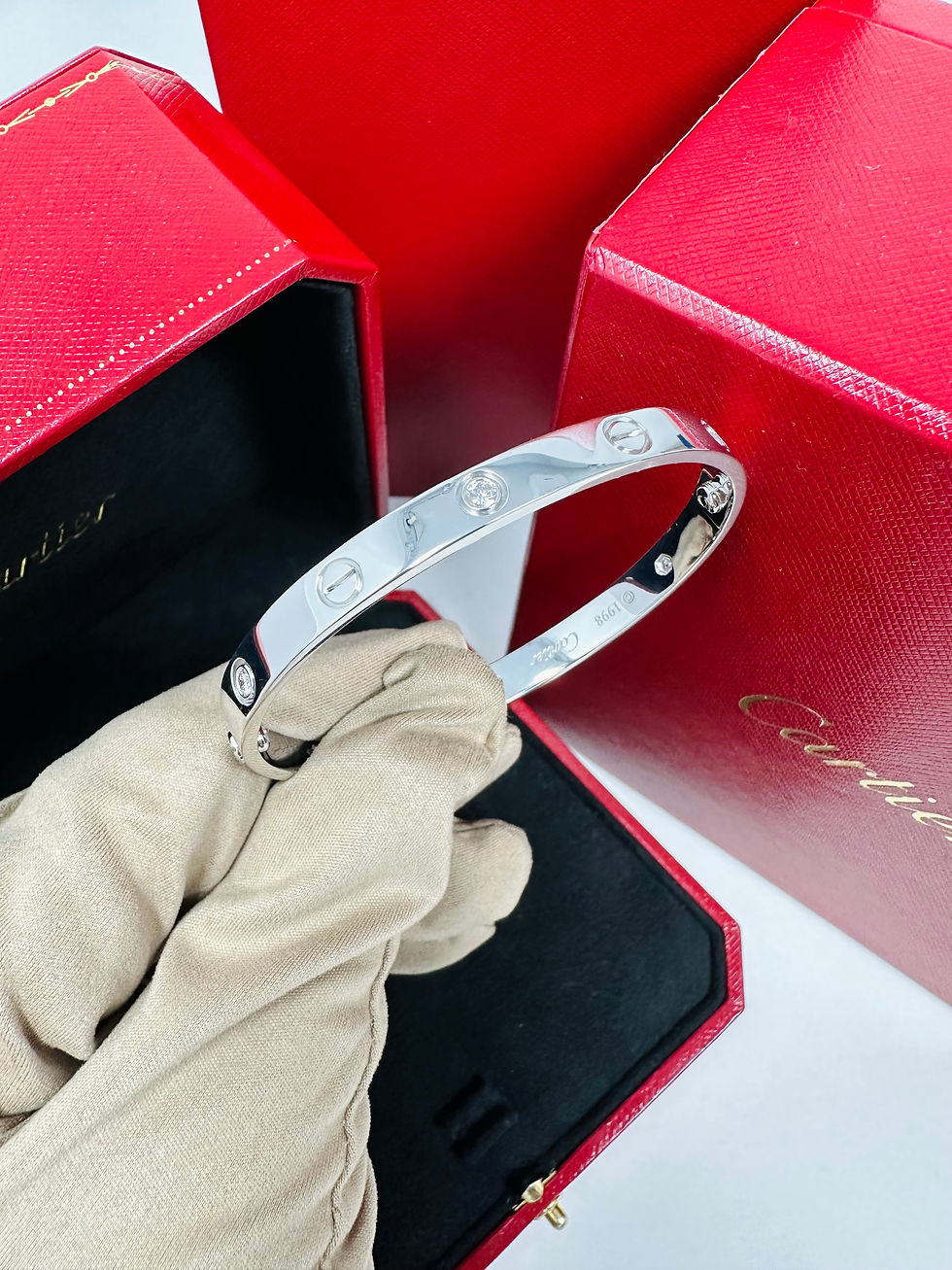 Thumbnail: Cartier Love Bangle 6 Diamonds White Gold Size 18