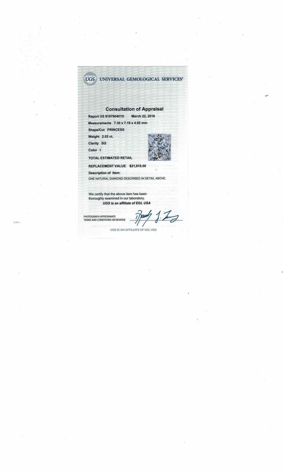 Thumbnail: 4.52 Carat Princess Cut Diamond Ring 18K *GIA Certified*