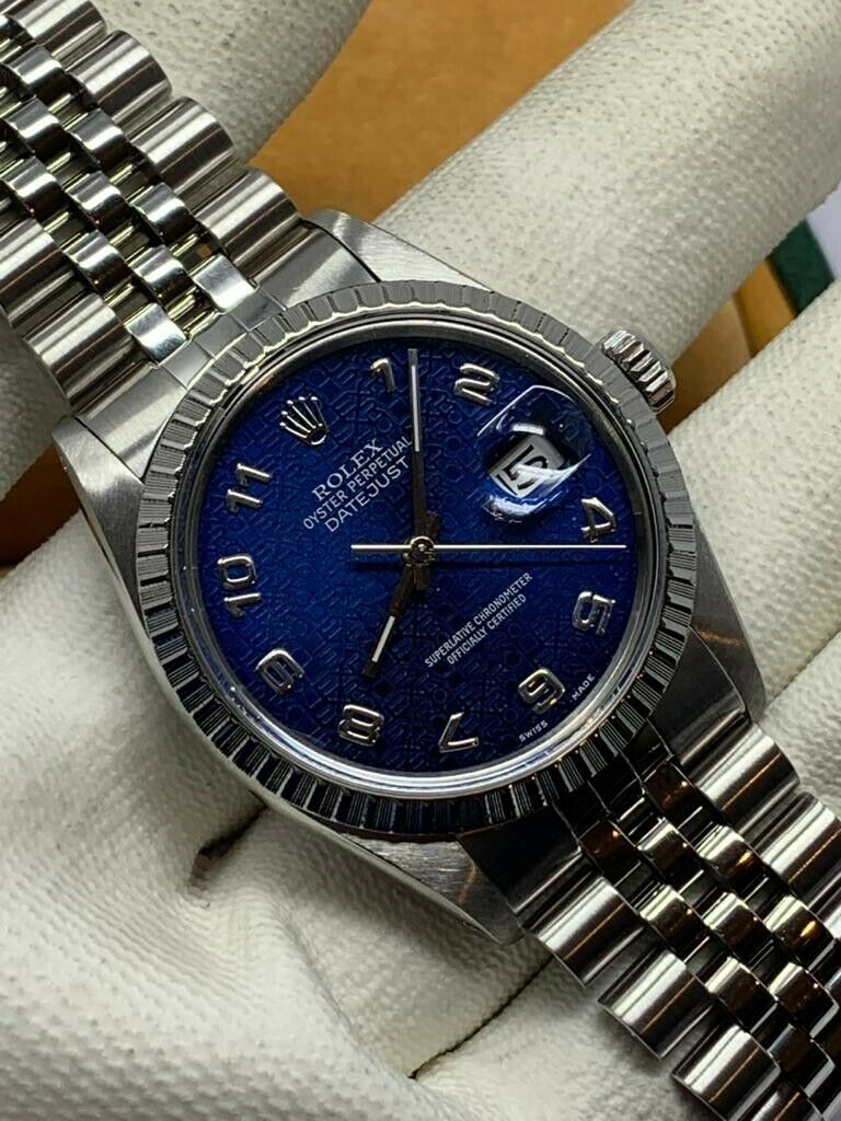 Thumbnail: Rolex Datejust Factory Blue Arabic Jubilee Dial Ref. 16030