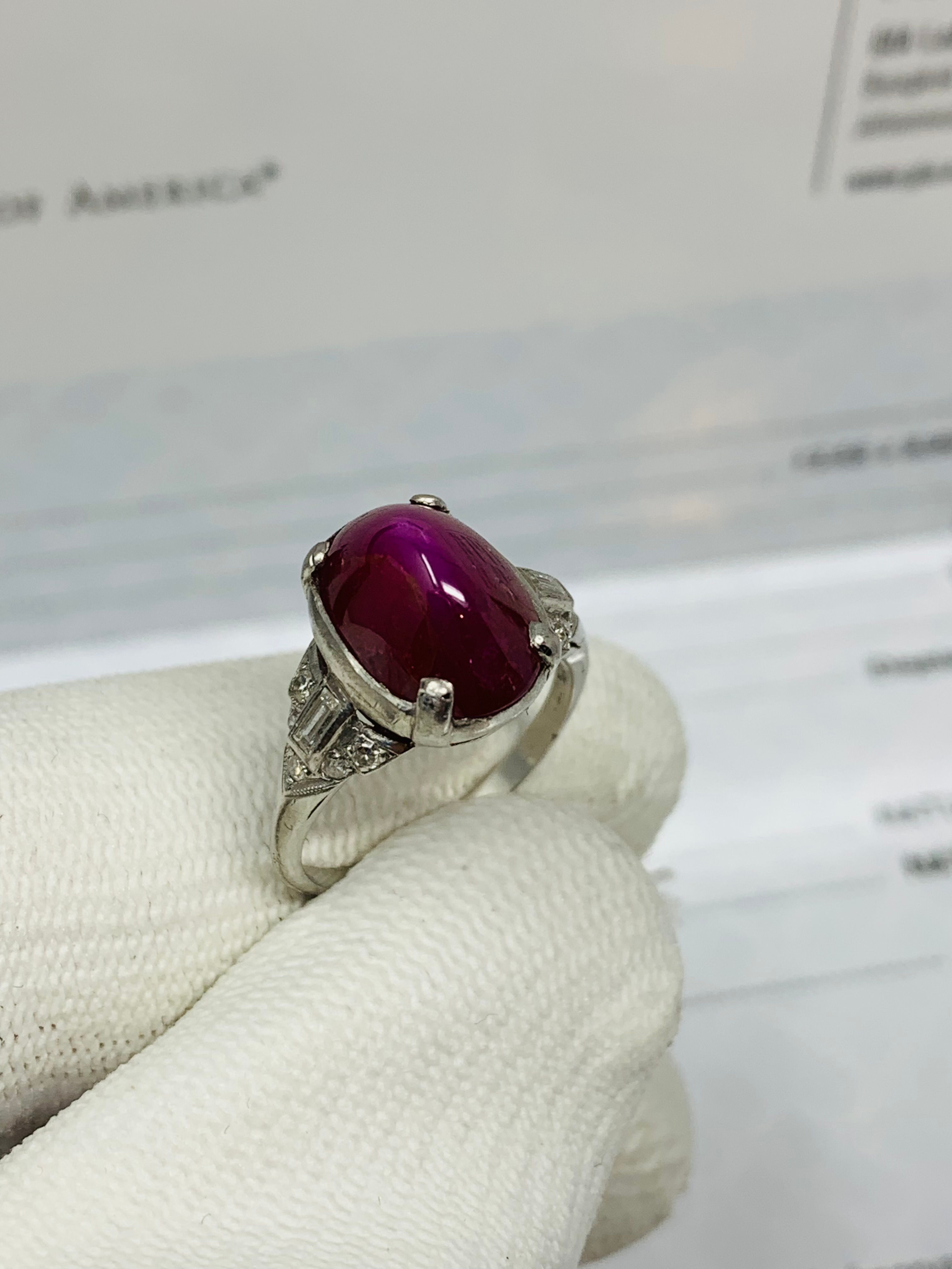 Platinum Natural Unheated Star Burma Ruby Ring